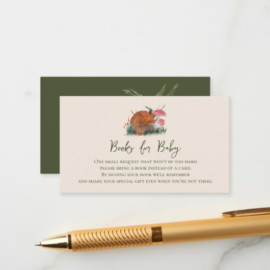 Carte D'accompagnement Livres pour bébé automne bois renard (Devant/Arrière en situation)