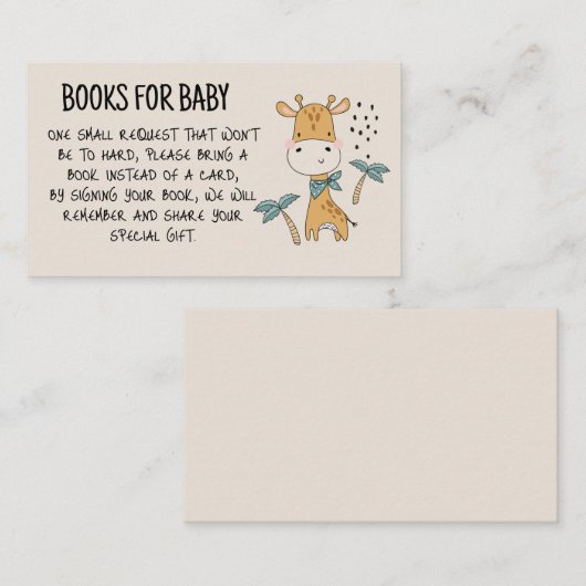 Carte D'accompagnement Livres pour bébé avec Giraffe Enclôture Card (Devant / Derrière)