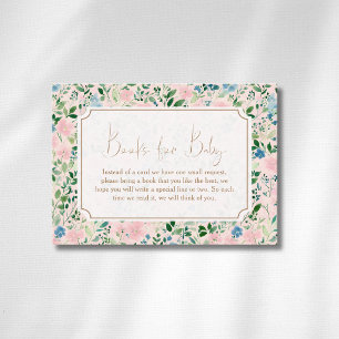 Carte D'accompagnement Livres pour bébé avec nœud doré et fleurs de sauge