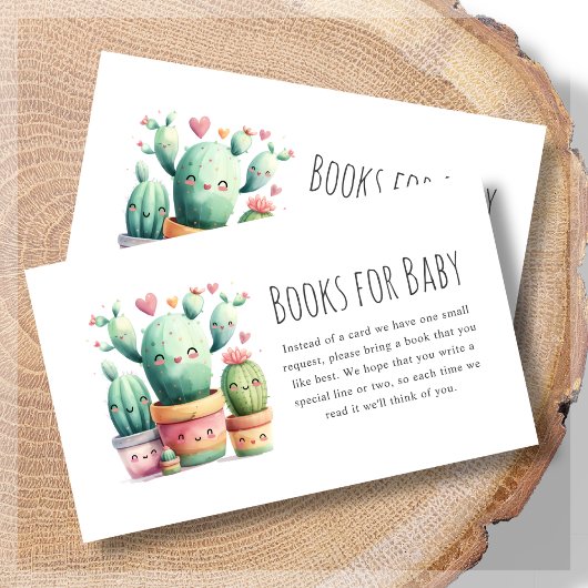 Carte D'accompagnement Livres pour bébé | Baby shower Cactus mignon