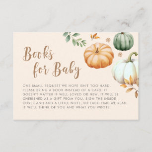 Carte D'accompagnement Livres Pour Bébé Baby shower citrouille Fall Fol