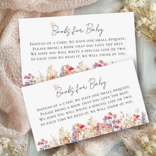 Carte D'accompagnement Livres pour bébé ! Baby shower moderne et Fleur sa