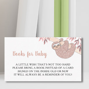 Carte D'accompagnement Livres Pour Bébé Baby shower Rose Sloth