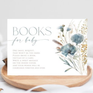 Carte D'accompagnement Livres pour bébé bleu poussiéreux boho fleur sauva