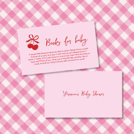 Carte D'accompagnement Livres Pour Bébé Bow Cherry Rose & Rouge Main Dess