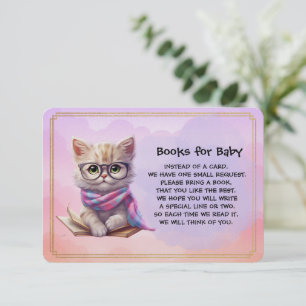 Carte D'accompagnement Livres pour bébé Chat mignon lisant un livre