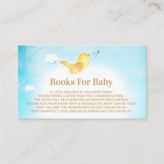 Carte D'accompagnement *~* Livres Pour Bébé Ciel Birdie Jaune (Devant)