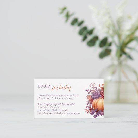 Carte D'accompagnement Livres pour bébé Citrouille d'aquarelle Baby showe (Debout devant)