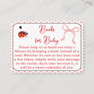 Carte D'accompagnement Livres pour bébé Coccinelle à ruban rose pour Baby