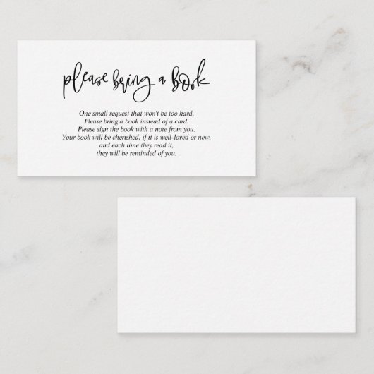 Carte D'accompagnement Livres pour bébé, Creative Black Script (Devant / Derrière)