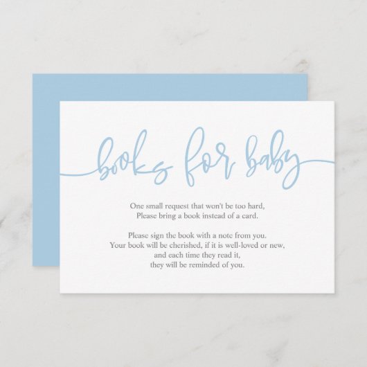 Carte D'accompagnement Livres pour bébé, Creative Blue Bell Script (Devant / Derrière)