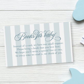Carte D'accompagnement Livres pour bébé de la Baby Shower avec rayures de