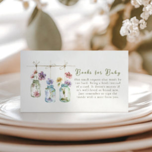 Carte D'accompagnement Livres pour bébé en pot de fleurs sauvages de jard