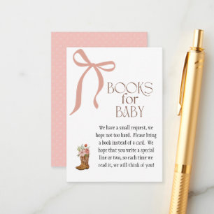 Carte D'accompagnement Livres pour bébé fille Bottes et arcs