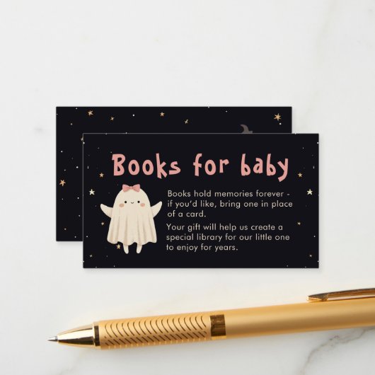 Carte D'accompagnement Livres pour bébé fille mignonne Éffrayant Hallowee (Devant/Arrière en situation)