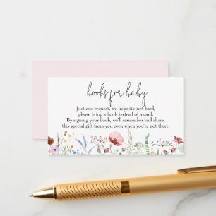 Carte D'accompagnement Livres pour bébé Fleur sauvage Baby shower fille