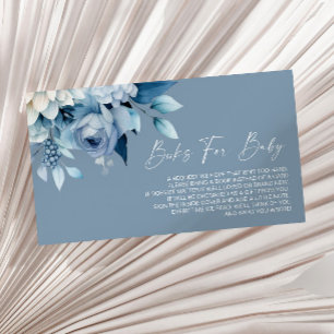 Carte D'accompagnement Livres pour bébé Fleurs Bleu Poussiéreux pour Baby