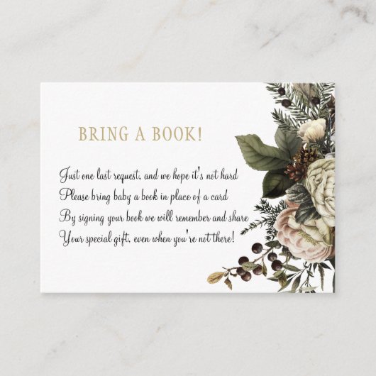 Carte D'accompagnement Livres pour bébé floral apporter livre insert cart (Devant)