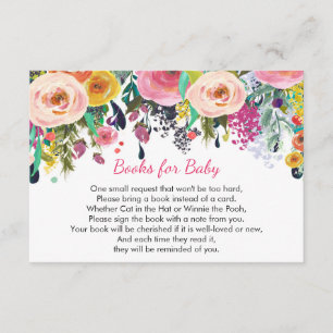 Carte D'accompagnement Livres pour bébé, floral apporter un insert livre