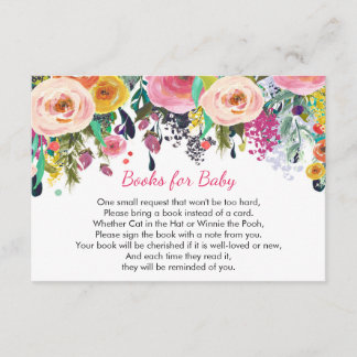Carte D'accompagnement Livres pour bébé, floral apporter un insert livre