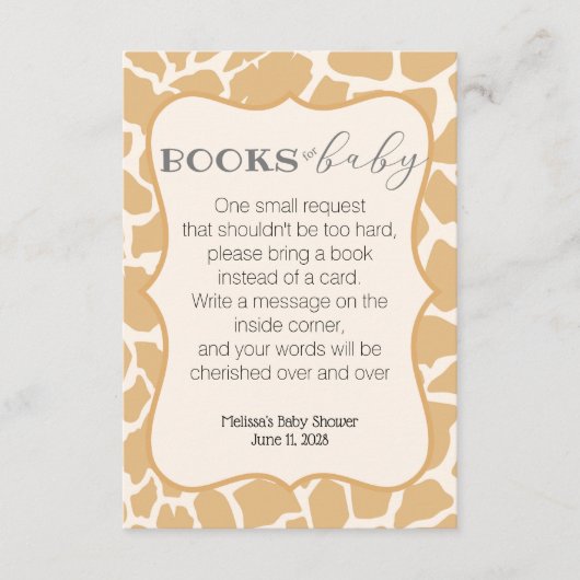 Carte D'accompagnement Livres pour bébé girafe garcon marron (Devant)