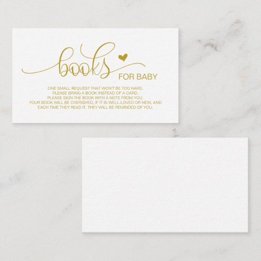 Carte D'accompagnement Livres pour bébé, Hand Lettered or Script (Devant / Derrière)