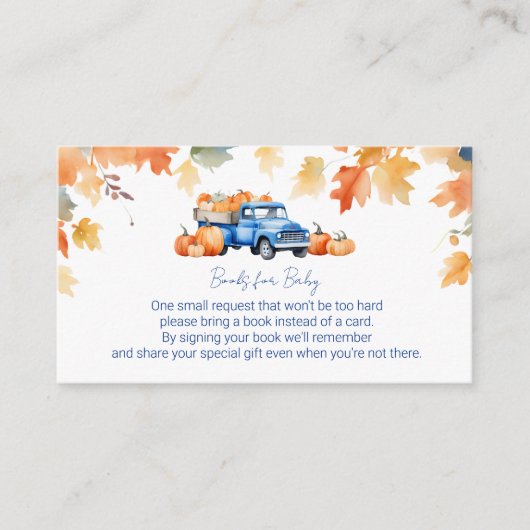 Carte D'accompagnement Livres pour bébé Insertion Bleu Camion & Petit Cit (Devant)