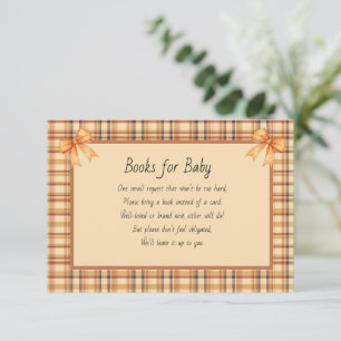Carte D'accompagnement Livres pour bébé marron et carreaux orange