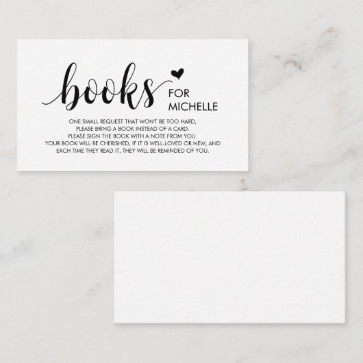 Carte D'accompagnement Livres pour bébé, Modern Cute Black Script Enclo (Devant / Derrière)