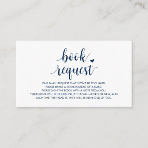 Carte D'accompagnement Livres pour bébé, Modern Cute Navy Bleu Script