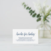 Carte D'accompagnement Livres pour bébé, Modern Cute Navy Bleu Script (Debout devant)