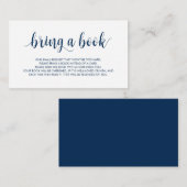 Carte D'accompagnement Livres pour bébé, Modern Rustic Navy Bleu Script (Devant / Derrière)