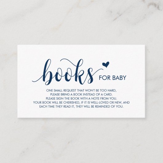 Carte D'accompagnement Livres pour bébé, Modern Rustic Navy Bleu Script (Devant)