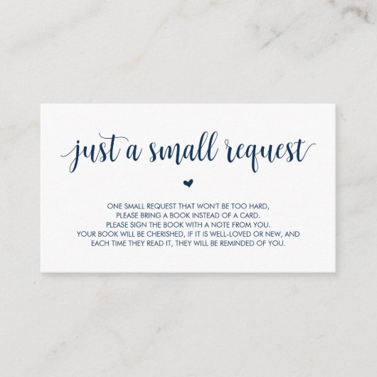 Carte D'accompagnement Livres pour bébé, Modern Rustic Navy Bleu Script (Devant)
