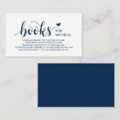 Carte D'accompagnement Livres pour bébé, Modern Rustic Navy Bleu Script (Devant / Derrière)