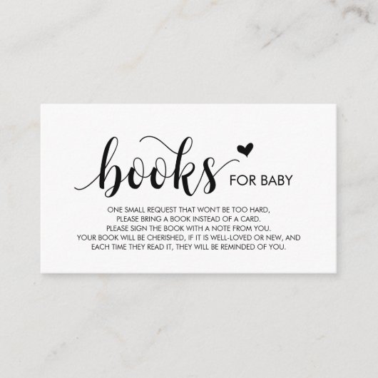 Carte D'accompagnement Livres pour bébé, moderne rustique noir Script (Devant)