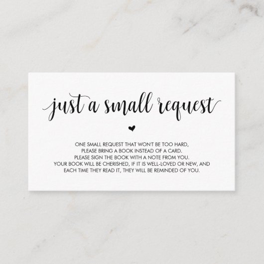 Carte D'accompagnement Livres pour bébé, moderne rustique noir Script (Devant)