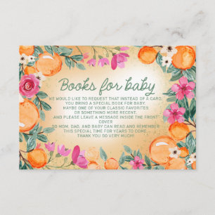 Carte D'accompagnement Livres pour bébé Oranges rose Fleurs Little Cutie