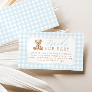 Carte D'accompagnement Livres pour bébé Ours en Vichy Bleu
