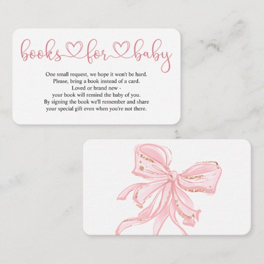 Carte D'accompagnement Livres pour bébé pour Baby Shower Garçon Chic Nœud (Devant / Derrière)