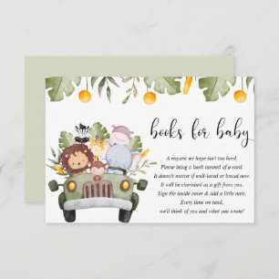 Carte D'accompagnement Livres pour bébé safari baby shower animaux jungle