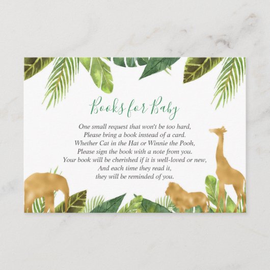 Carte D'accompagnement Livres pour bébé, Safari demande de livre inserts (Devant)