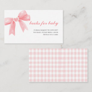 Carte D'accompagnement Livres pour bébé shower bébé préppy à nœud rose et