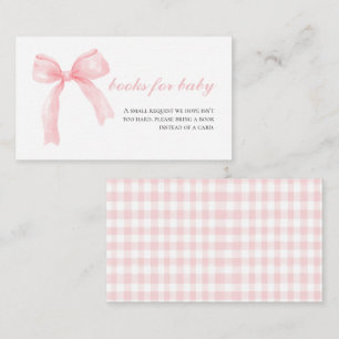 Carte D'accompagnement Livres pour bébé shower bébé préppy à nœud rose et
