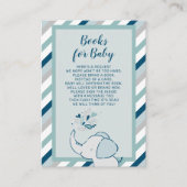 Carte D'accompagnement Livres pour bébé Shower Navy & Mint Éléphant (Devant)