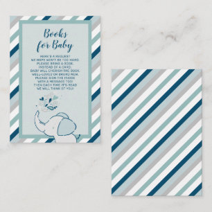 Carte D'accompagnement Livres pour bébé Shower Navy & Mint Éléphant