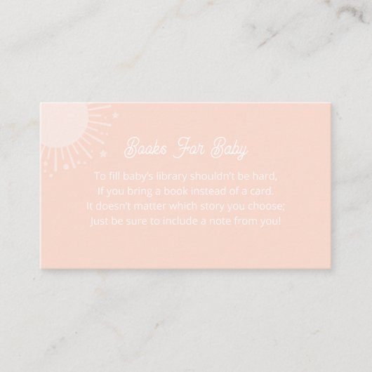 Carte D'accompagnement Livres Pour Bébé Sun Enclôture Card (Devant)