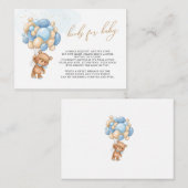 Carte D'accompagnement Livres pour bébé Teddy Bear Blue Balloons Enclôtur (Devant / Derrière)
