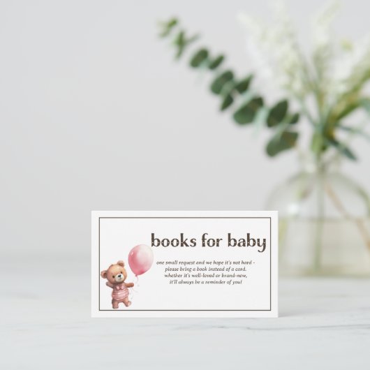 Carte D'accompagnement Livres Pour Bébé Teddy Ours Bébé Fille Douche (Debout devant)