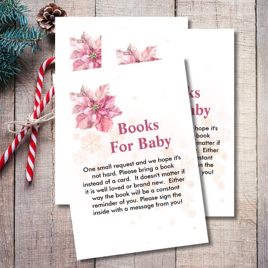 Carte D'accompagnement Livres pour bébé un petit snowflake rose poinsetti